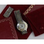 A Must de Cartier 21 stainless steel bi-colour lady's wristwatch, with quartz movement, signed white