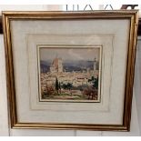 19th century school view of Florence with Duomo Cathedral, watercolour, indistinctly signed, 14cm by