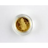 A Queen Elizabeth II Lion of England quarter ounce gold proof coin dated 2017 in presentation box