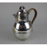 A George VI silver Jersey can water jug with slide on domed lid, engraved armorial, maker Israel