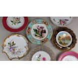 A collection of seven porcelain dessert or cabinet plates, to include a Paragon China plate