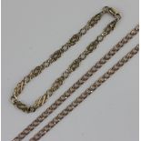 A gold curb link necklace detailed 'Italy 9ct', together with a gold woven link bracelet detailed '