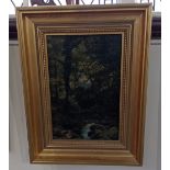 C Knight (19th century) woodland stream, oil on canvas, signed, 24cm by 16cm