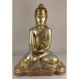 A composite gilt figure of Buddha, seated, 61cm high