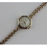 A Rotary ladies 9ct gold wristwatch with bracelet strap