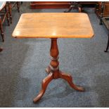 A George III mahogany rectangular occasional table on turned stem and tripod base, 52cm