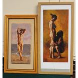Philip Gladstone, male nude, oil on board, monogrammed and dated 2009, 30cm by 15cm, together with a