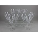 Four various Waterford wine glasses and seven similar