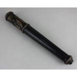 A George III painted and turned wooden truncheon with gilt cypher 32cm long