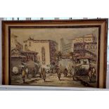 Jim (20th century), continental street scene, oil on canvas, signed, 58cm by 88cm (a/f)
