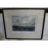 After JMW Turner, Portsmouth, coloured engraving by William Miller, 19cm by 25cm, together with a