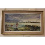 K Orrayed (c 1960s), view of Manama, Bahrain, oil on board, signed 29cm by 60cm