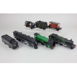 A collection of various model railway locomotives, part locomotives, rolling stock, coaches etc.,