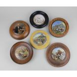 A collection of six framed pot lids to include The Late Prince Consort, Walmer Castle and I See