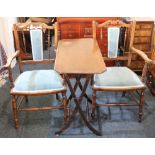 A pair of Victorian elbow chairs with upholstered panel backs and seats, together with a rectangular