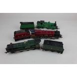 Three Tri-ang model railway locomotives and tender, comprising Great Western 4983 (green), LMS