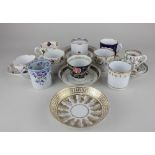 Ten 19th century and later porcelain tea and coffee cups, to include an Augustus Rex style tea cup