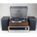 A Pioneer record player and Pioneer SX-535 stereo receiver, together with a pair of Kenwood