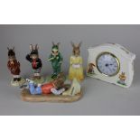 Six Royal Doulton 'Bunnykins' models, comprising Stopwatch Bunny, Online Bunny, Be Prepared,
