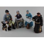 Four Royal Doulton figures comprising The Jovial Monk 19cm, The Favourite 18cm, The Huntsman 19cm,