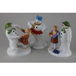 Three Coalport porcelain 'The Snowman' figures comprising Play It Again, limited edition no 719 of