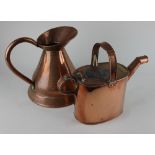 An LNER copper watering can with plaques stamped 'YORK STATION HOTEL LNER & S' 26cm high, and a