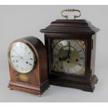 A Comitti of London mahogany chiming eight day mantle clock 32cm high, together with a Comitti