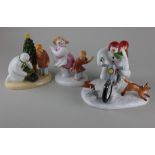 Three Coalport porcelain 'The Snowman' limited edition figures comprising Hold On Tight, no 487 of