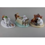 Three Coalport porcelain 'The Snowman' limited edition figures comprising Dinner For Two, no 1781 of