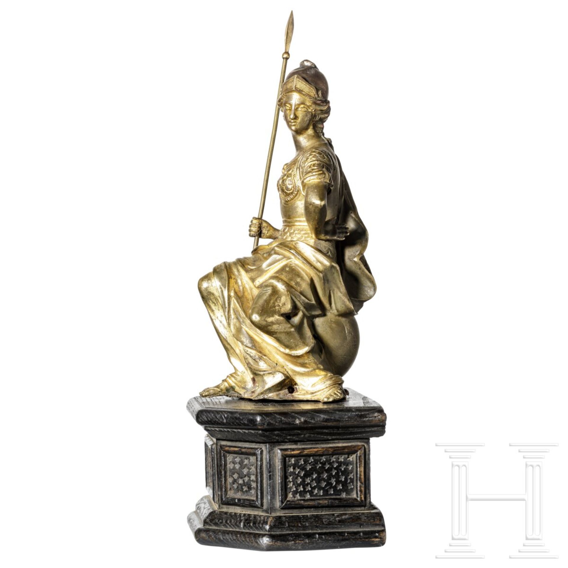 Feuervergoldete Bronzefigur der Athena, 17. Jhdt. - Image 2 of 6