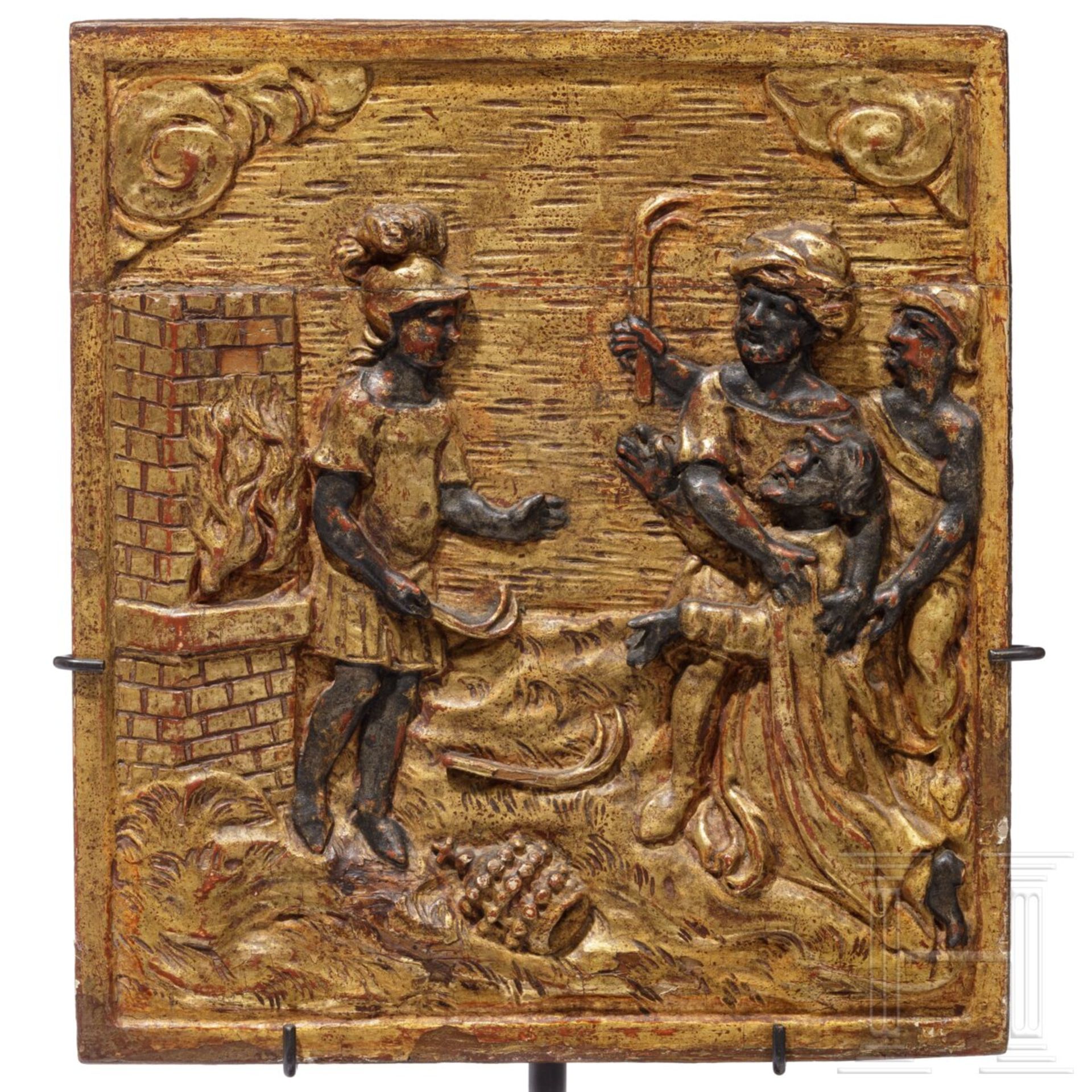 Drei beschnitzte Paneele mit Märtyrerdarstellungen, Italien, 17. Jhdt. - Bild 4 aus 5