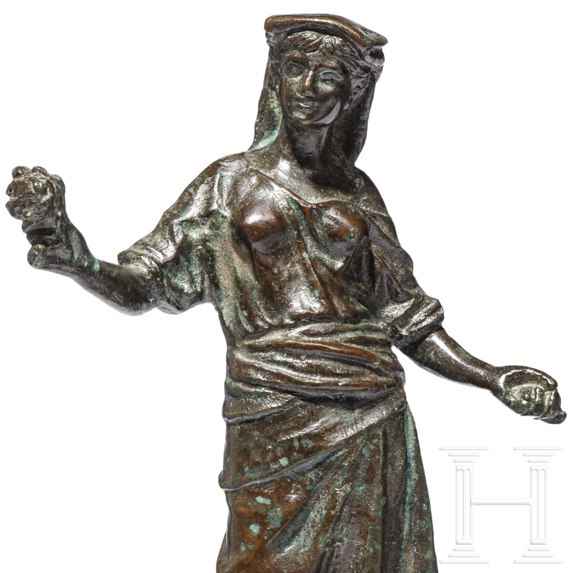 Bronzefigur einer römischen Dame, deutsch, 19. Jhdt. - Image 4 of 5