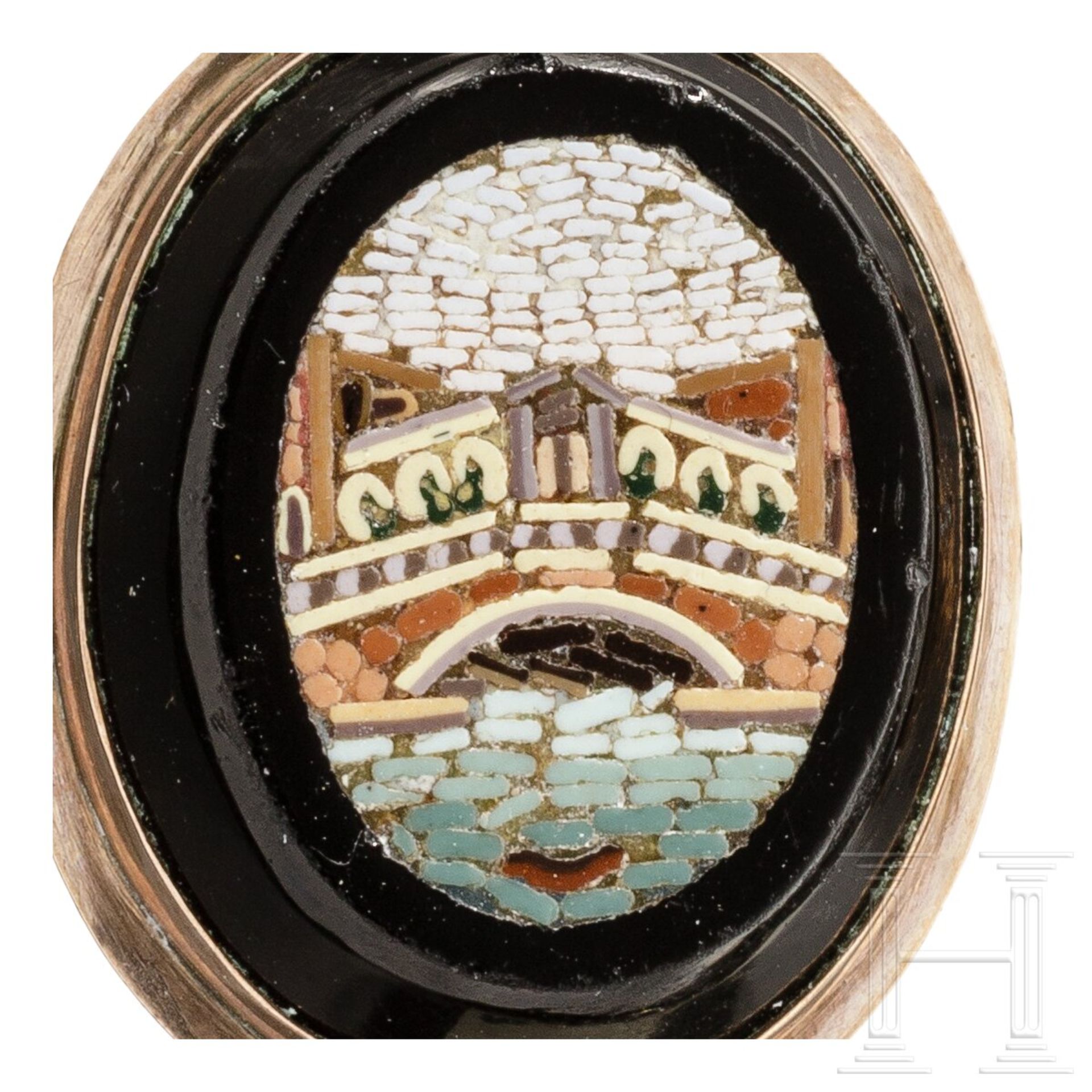 Ein Paar Mikro-Mosaik-Ohrringe und Brosche, um 1870 - Image 4 of 4