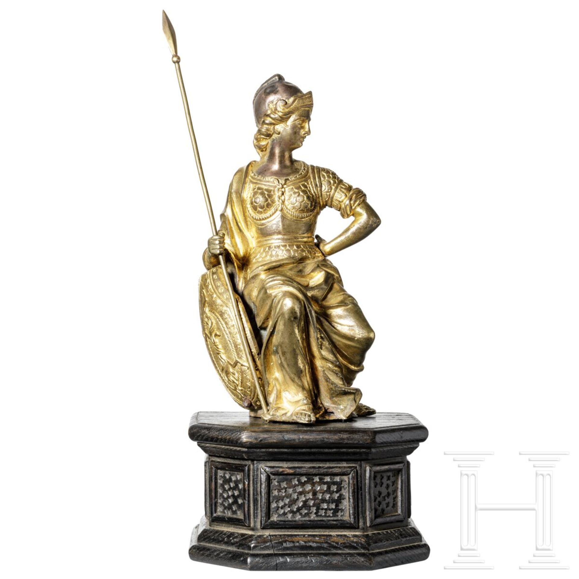 Feuervergoldete Bronzefigur der Athena, 17. Jhdt. - Image 5 of 6