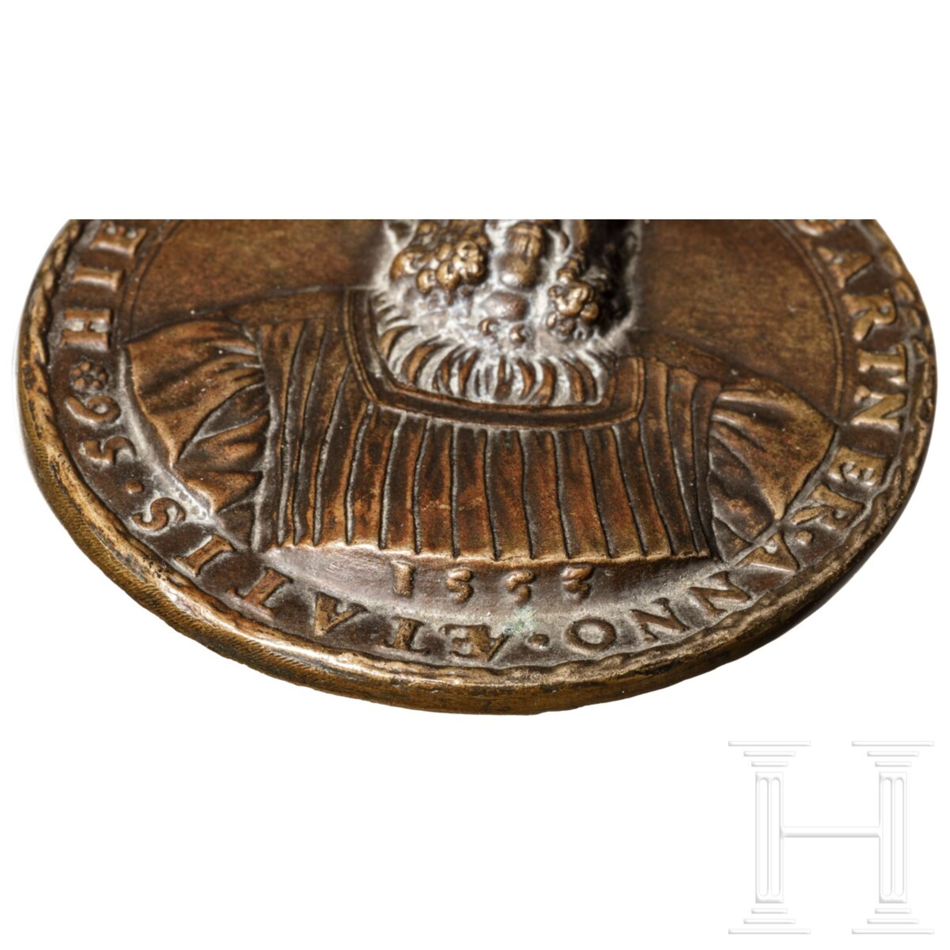 Bronze-Medaille mit Hieronymus Baumgartner (1498 - 1565), Joachim Deschler, datiert 1553 - Bild 3 aus 5