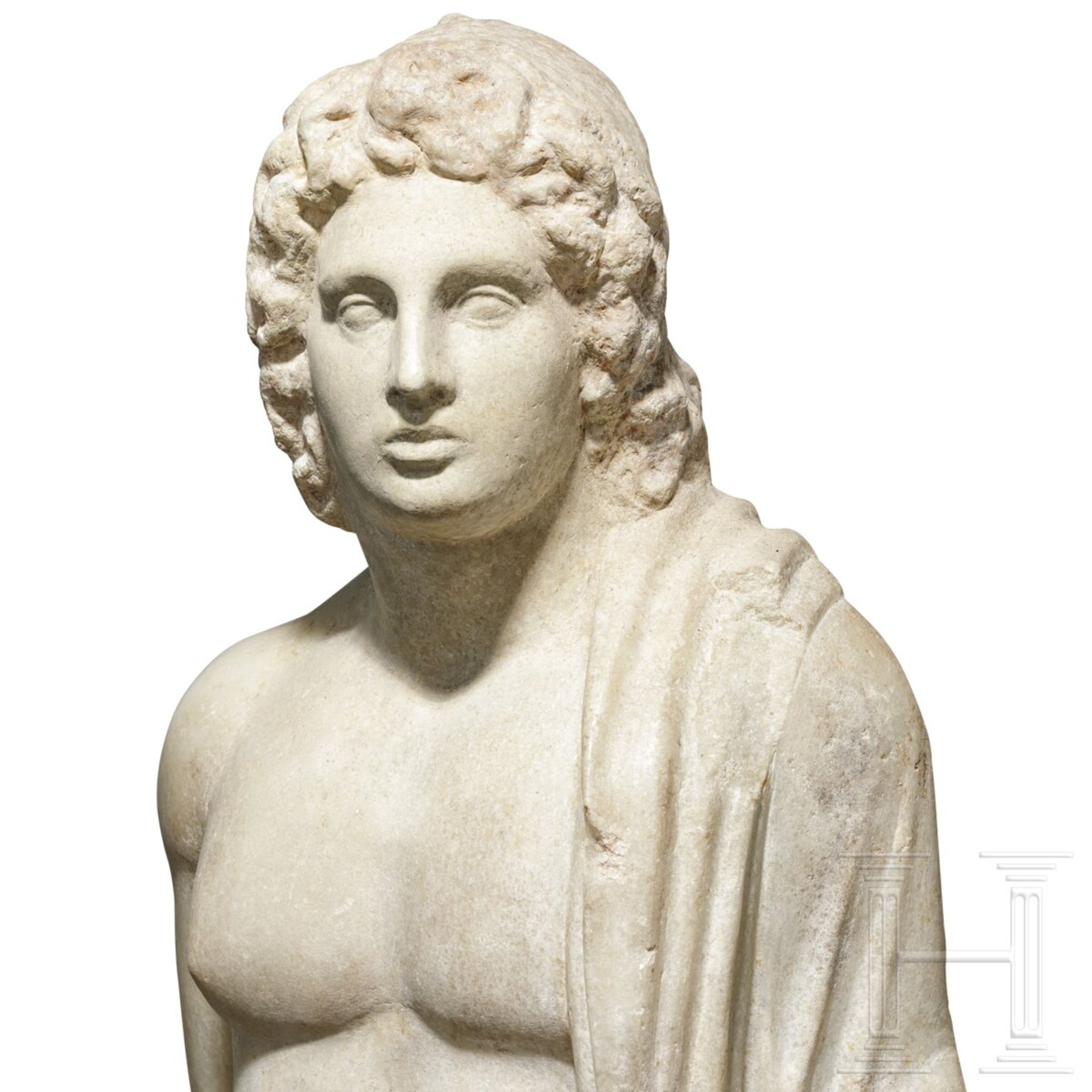 Marmorstatue des Hermanubis mit Zügen Alexanders des Großen, römisch, 1. - 2. Jhdt. - Bild 5 aus 8