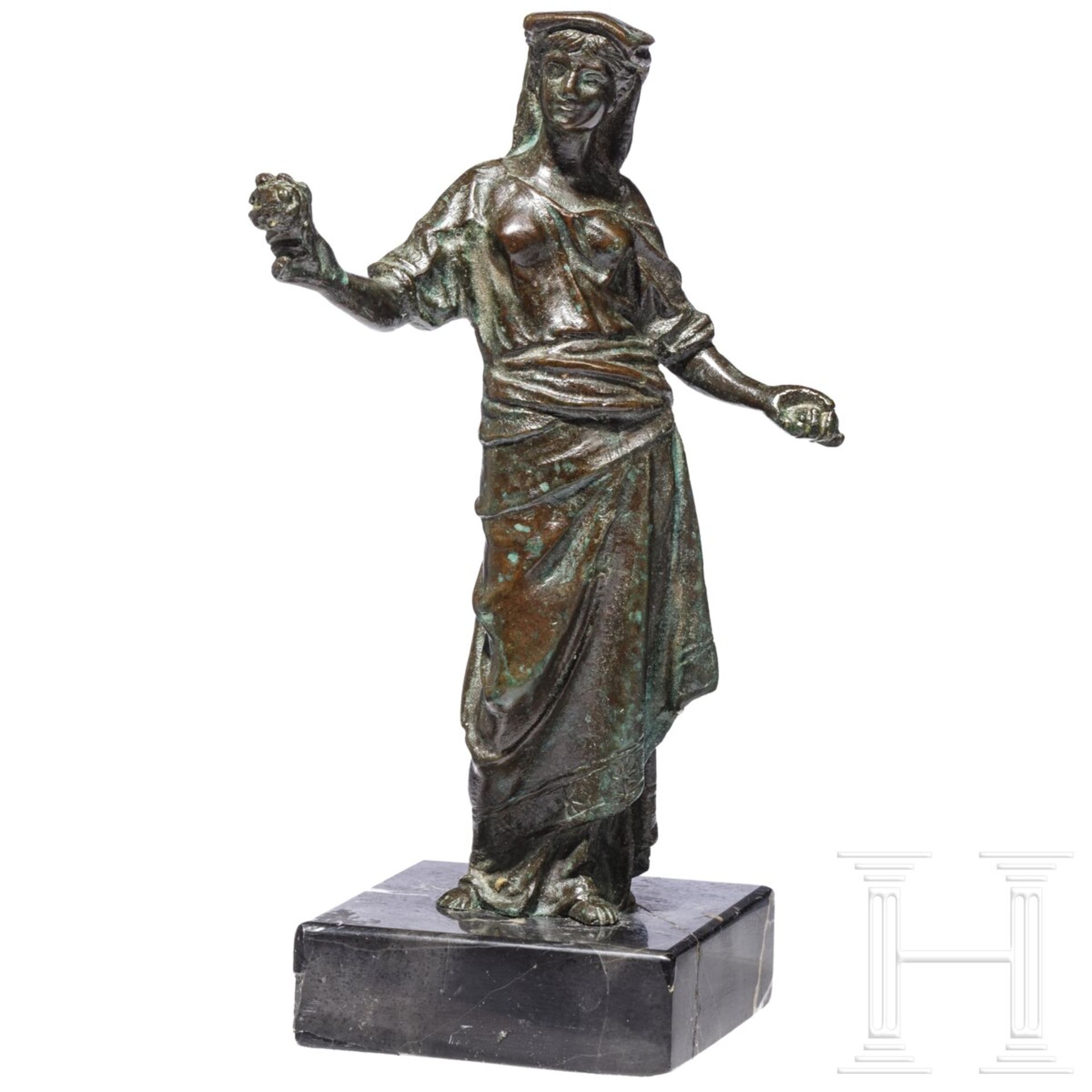 Bronzefigur einer römischen Dame, deutsch, 19. Jhdt.