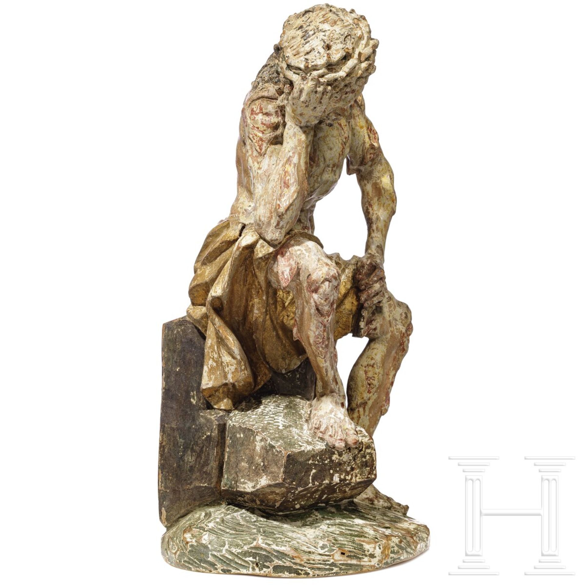 Holzfigur des erschöpften Christus nach der Geißelung, süddeutsch, 18. Jhdt. - Image 2 of 5