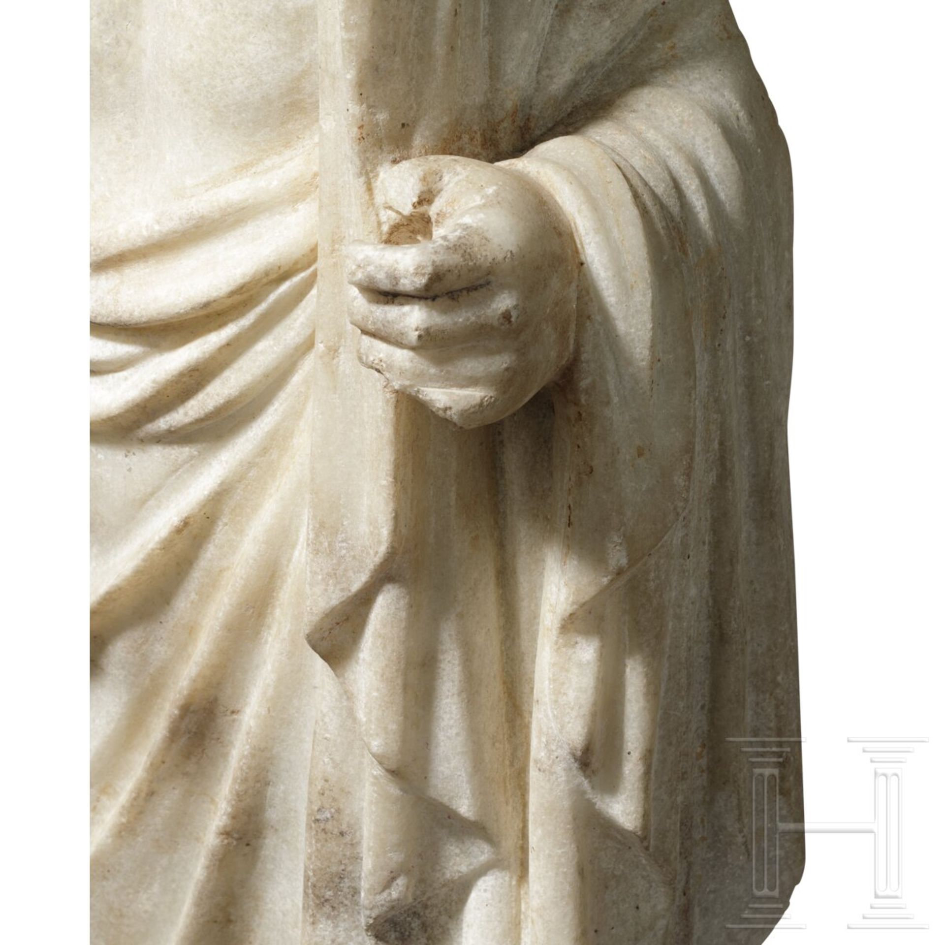 Marmorstatue des Hermanubis mit Zügen Alexanders des Großen, römisch, 1. - 2. Jhdt. - Bild 6 aus 8