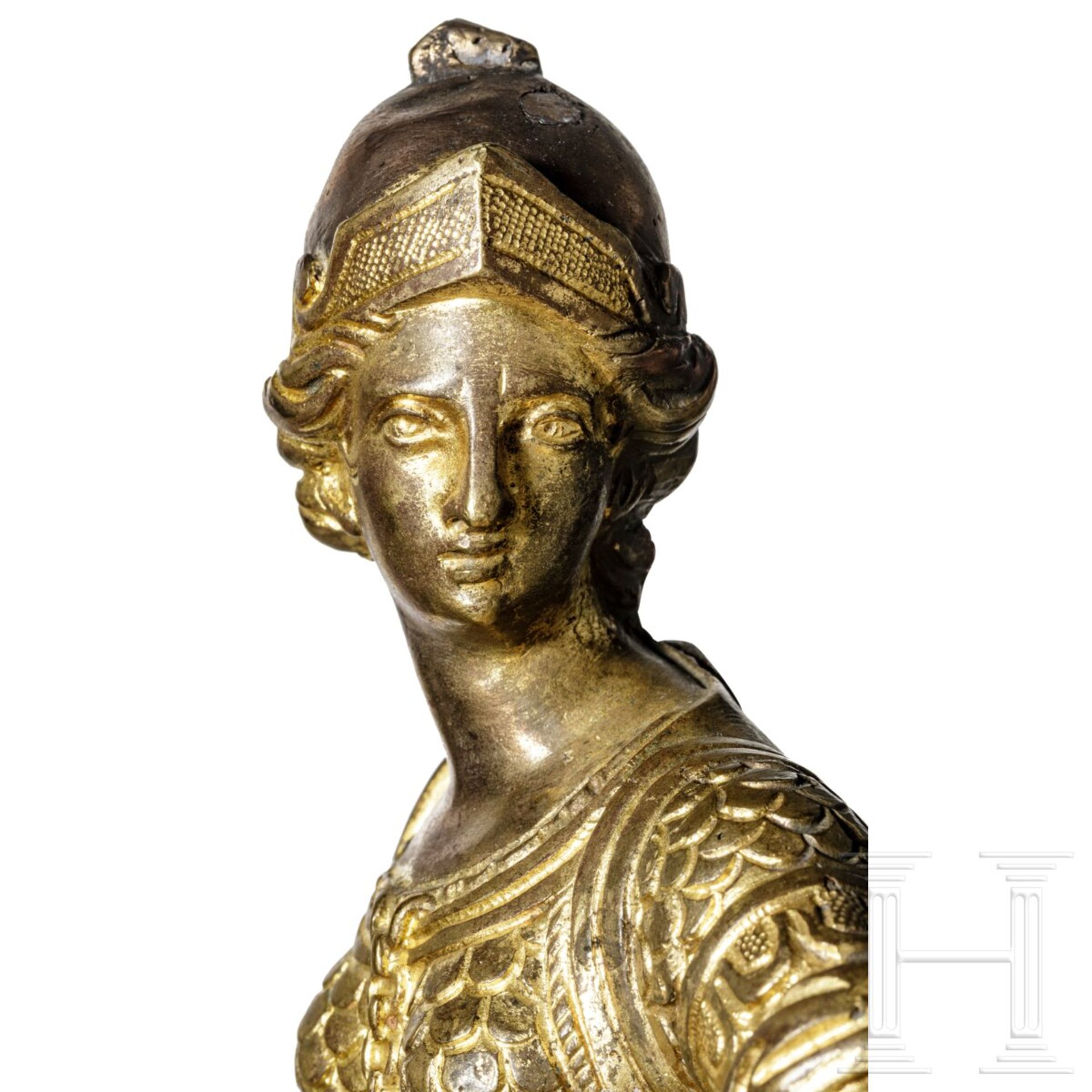 Feuervergoldete Bronzefigur der Athena, 17. Jhdt. - Image 6 of 6