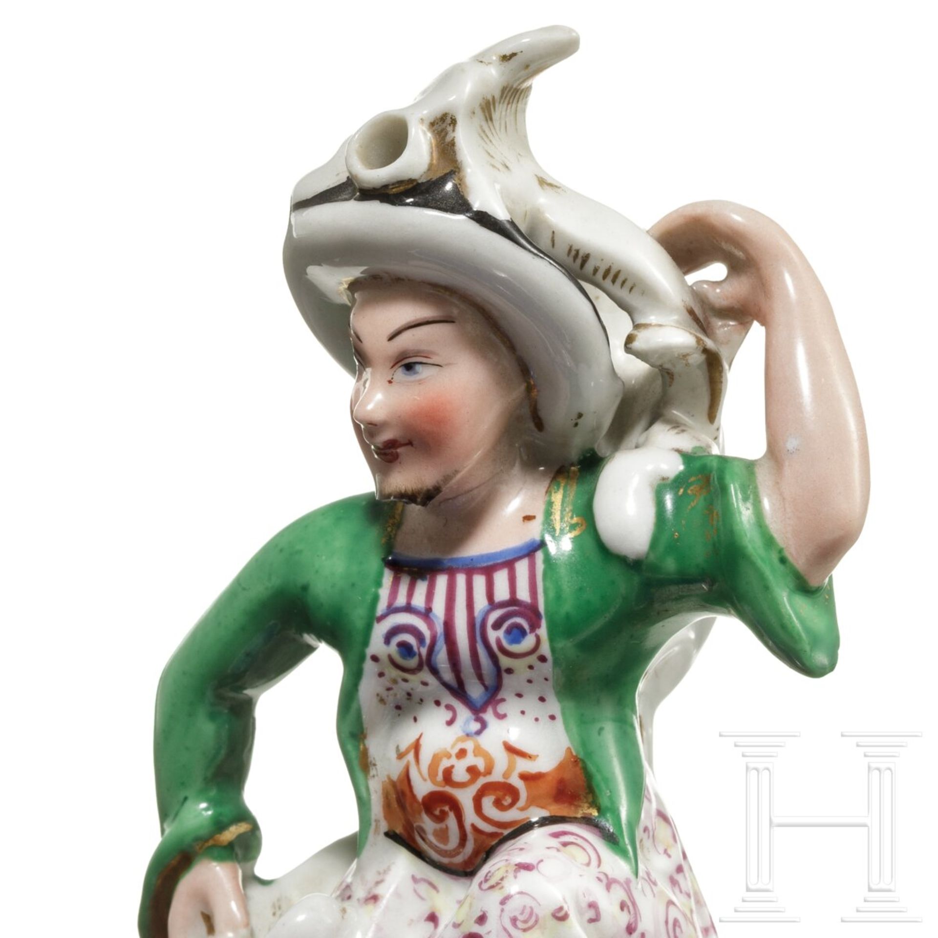 Figur eines Chinesen als Flakon für Parfum, Porzellanmanufaktur Miklashevsky, Volokitino, Russland, - Image 7 of 8