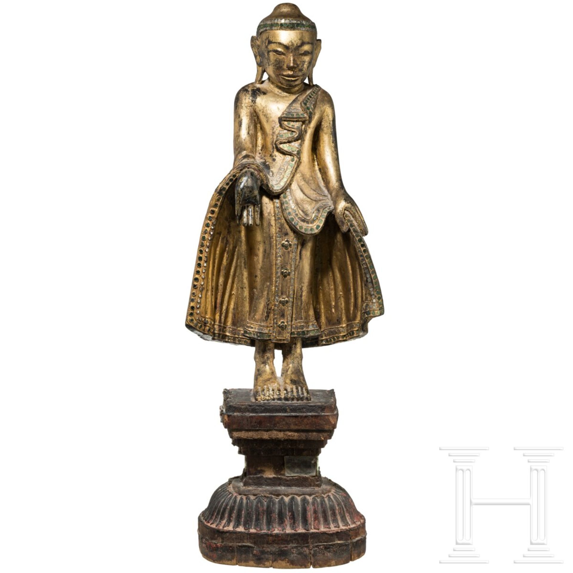 Skulptur eines stehenden Buddha, Burma, um 1900 - Image 2 of 7