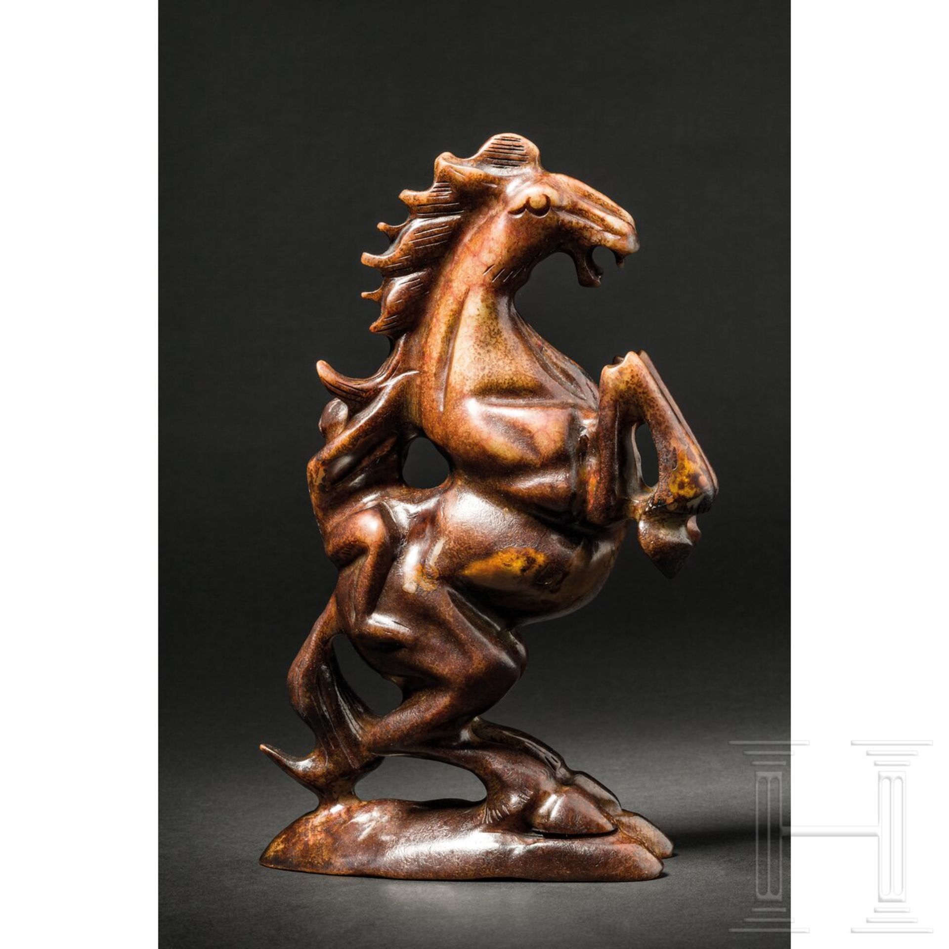 Zwei große Jadeit-Figuren "Äffchen mit Pferd", China, 20. Jhdt.  - Bild 5 aus 7