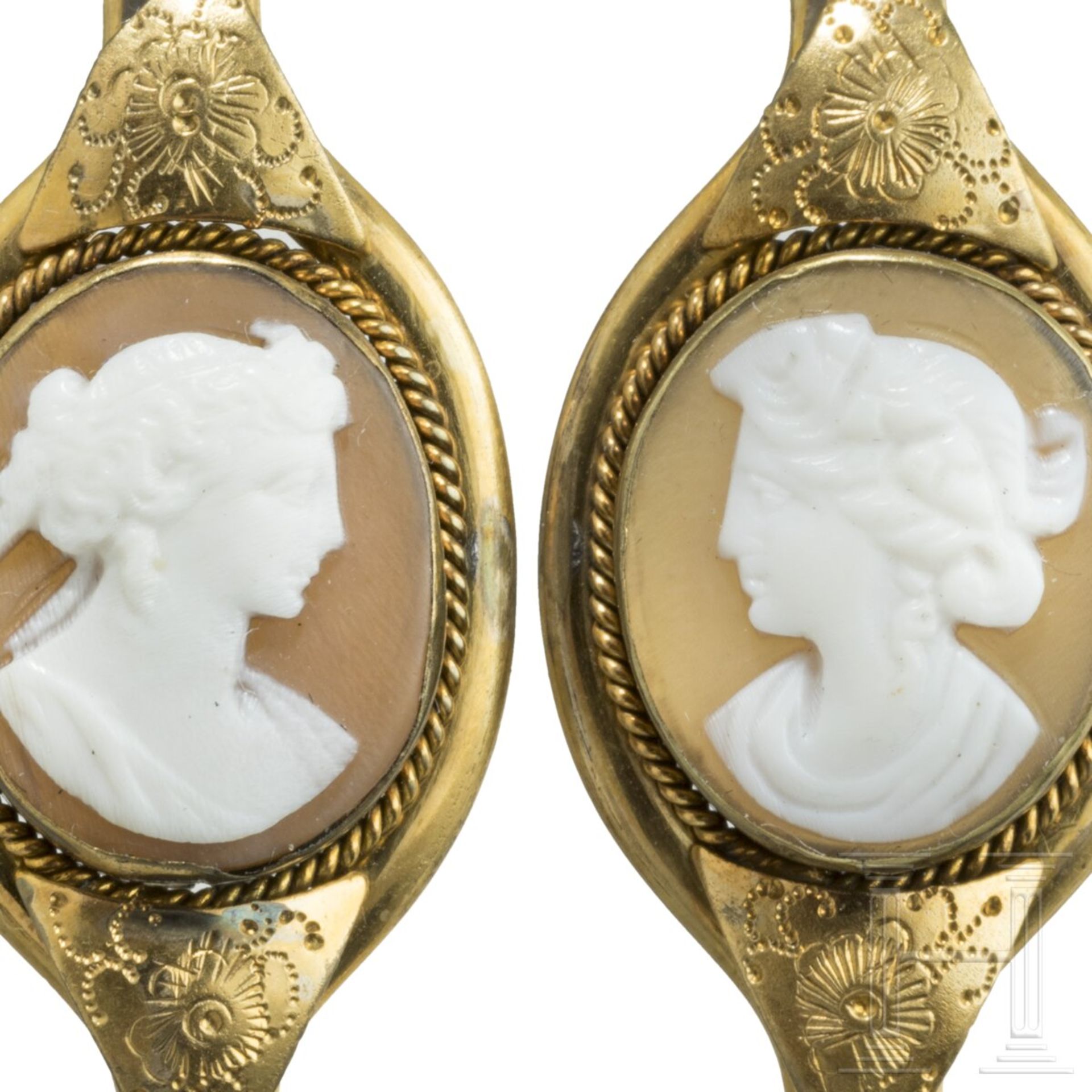 Ein Paar Kamee-Ohrringe, viktorianisch - Image 3 of 3