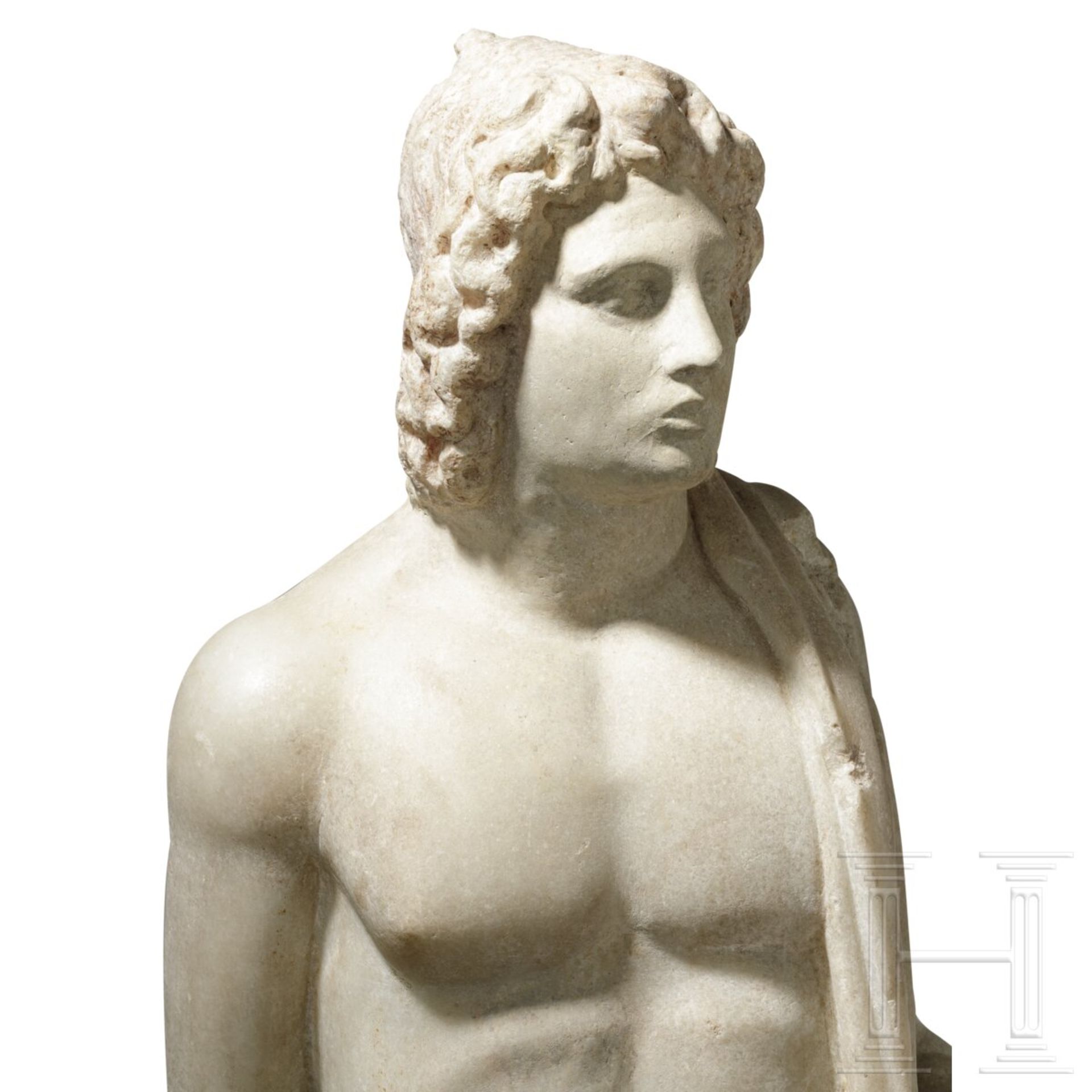 Marmorstatue des Hermanubis mit Zügen Alexanders des Großen, römisch, 1. - 2. Jhdt. - Image 3 of 4