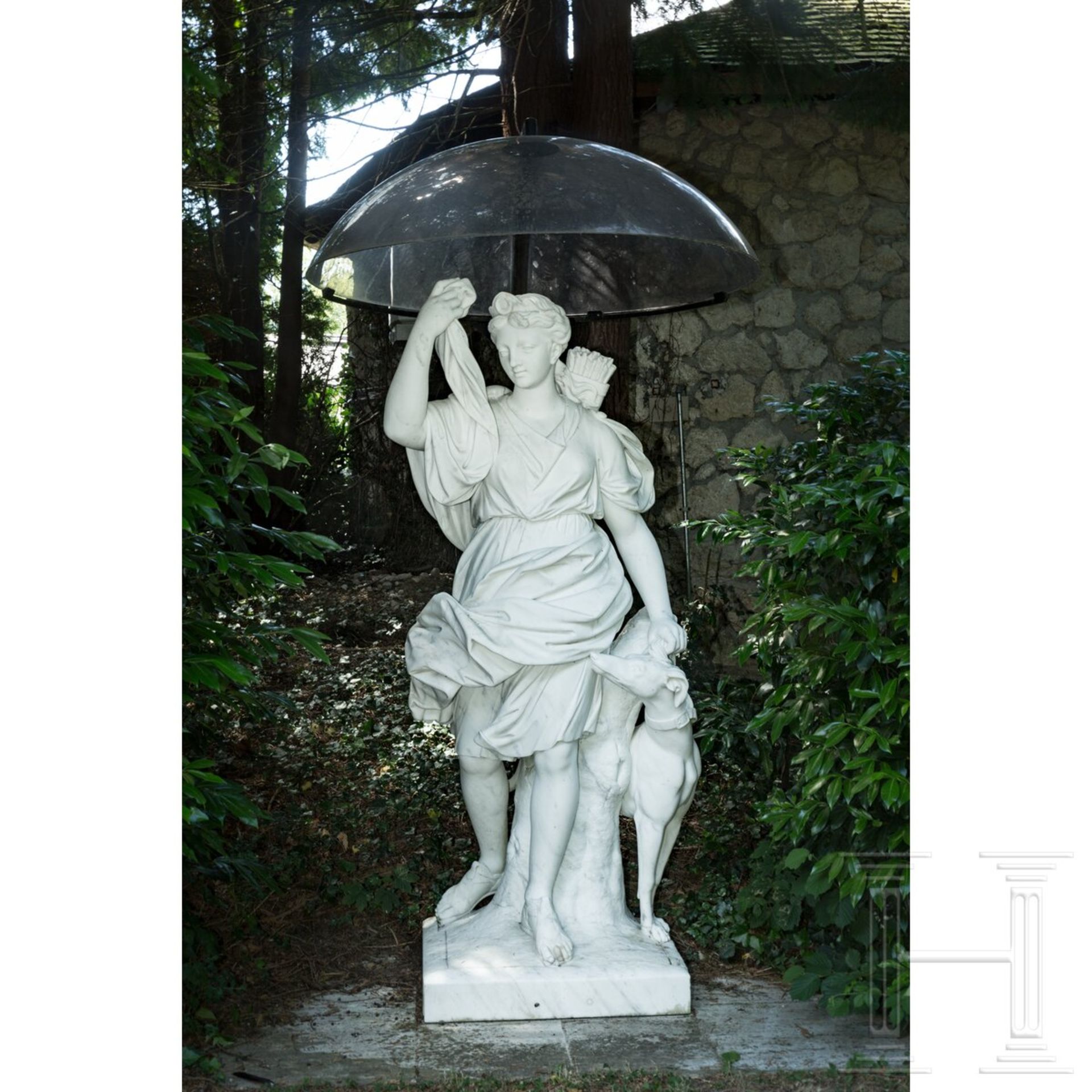 Lebensgroße Skulptur der Jagdgöttin Diana, Italien, 2. Hälfte 19. Jhdt. - Image 2 of 9
