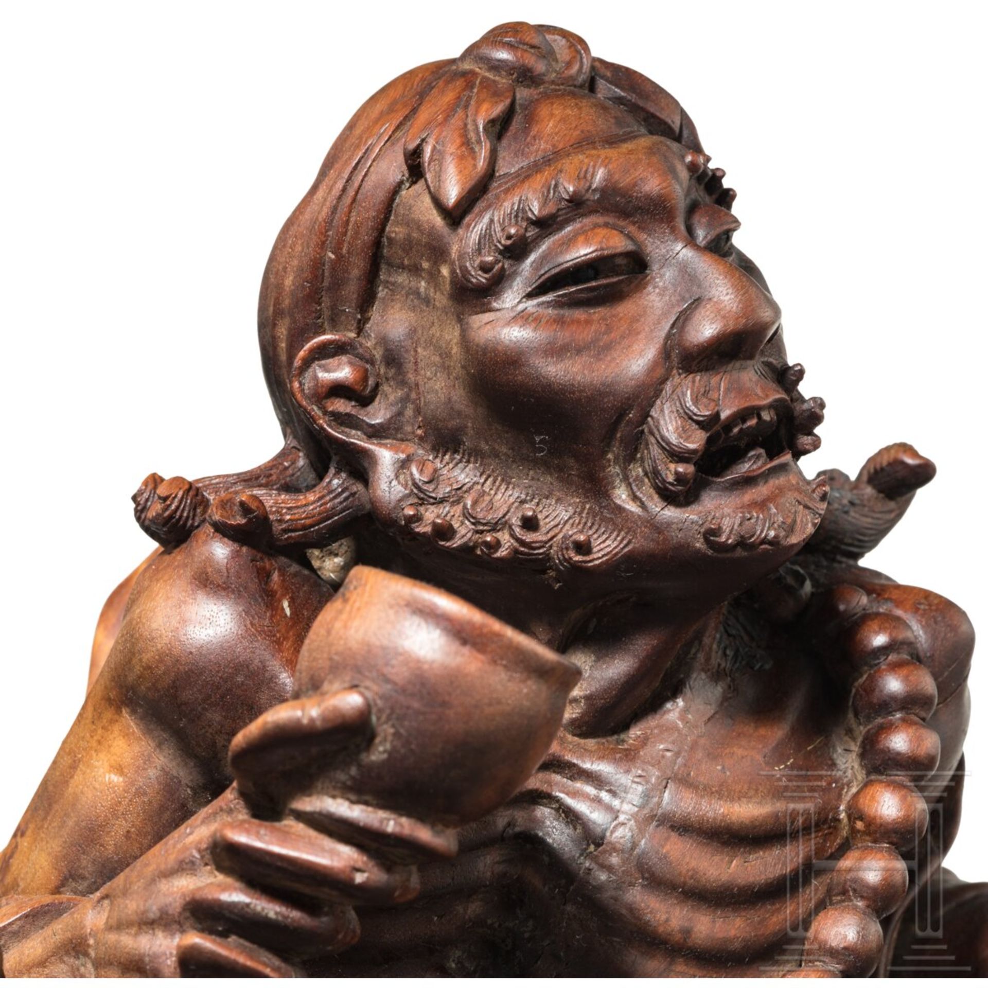 Geschnitzte Figur eines Trinkers, China, 20. Jhdt. - Image 4 of 5