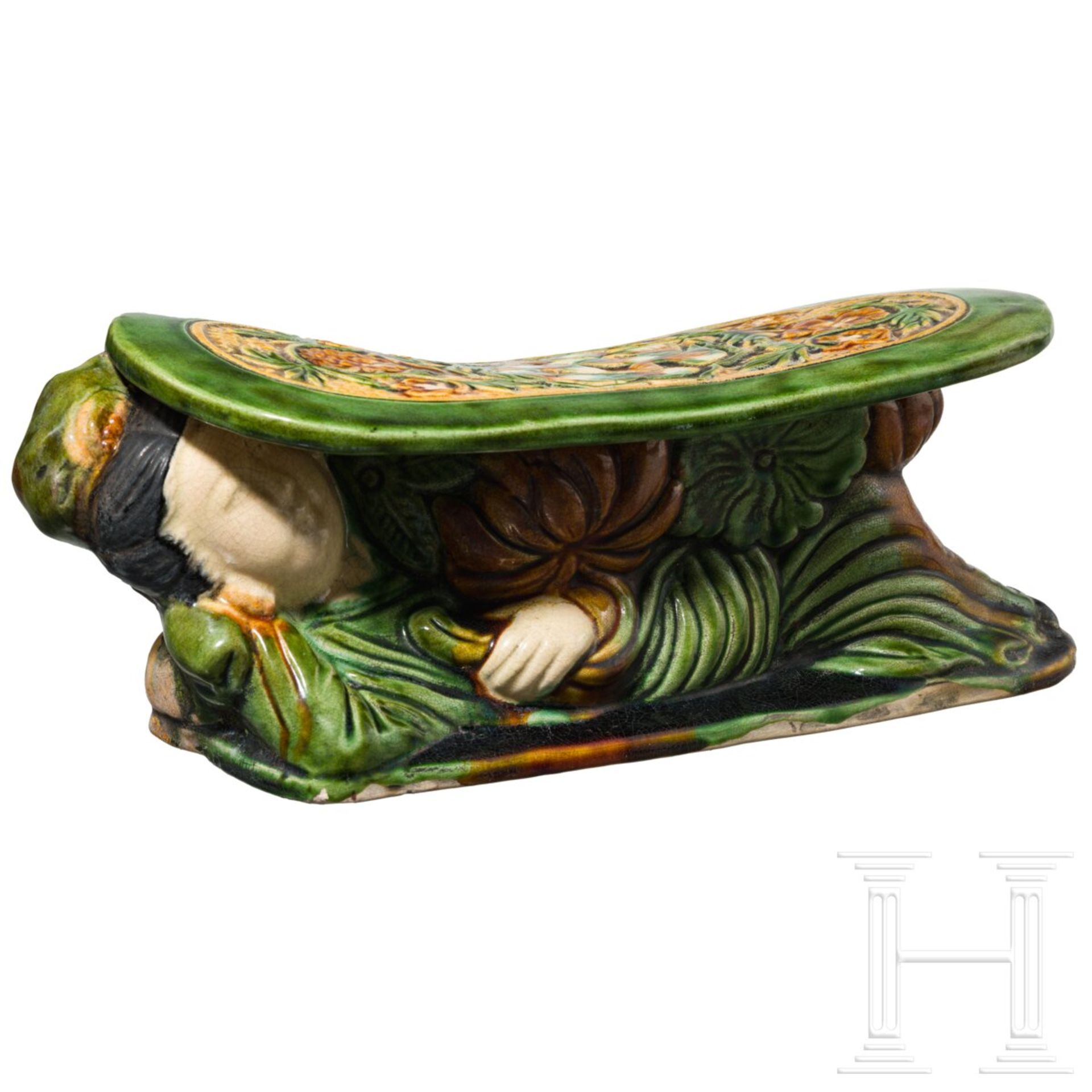 Sancai-glasiertes Keramik-Kissen, China, wohl 19./20. Jhdt. - Image 13 of 14