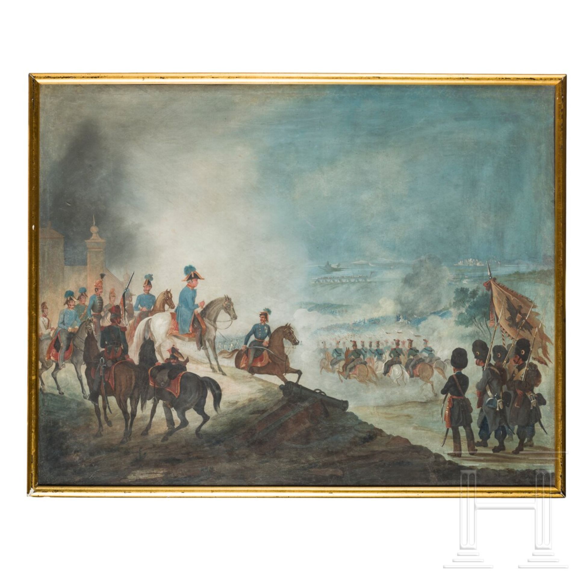 Radetzky mit seinem Stab in der Schlacht von Novara am 23. März 1849, Genremaler nach Albrecht Adam,