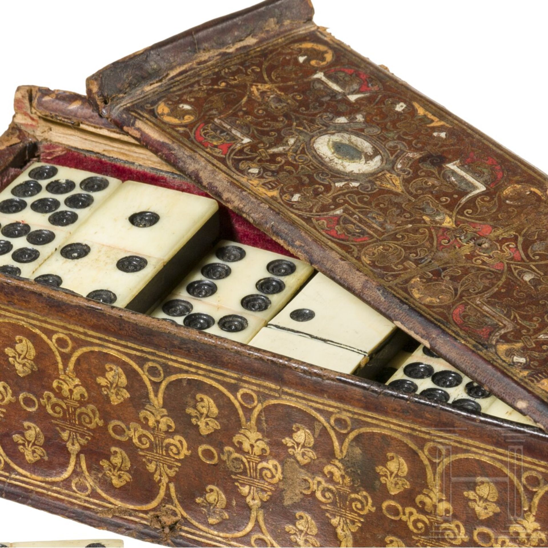 Barockes Dominospiel in goldgeprägter Lederkassette, deutsch, Mitte 18. Jhdt. - Bild 4 aus 4